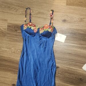 Hello Molly Blue Dress with Floral Accents